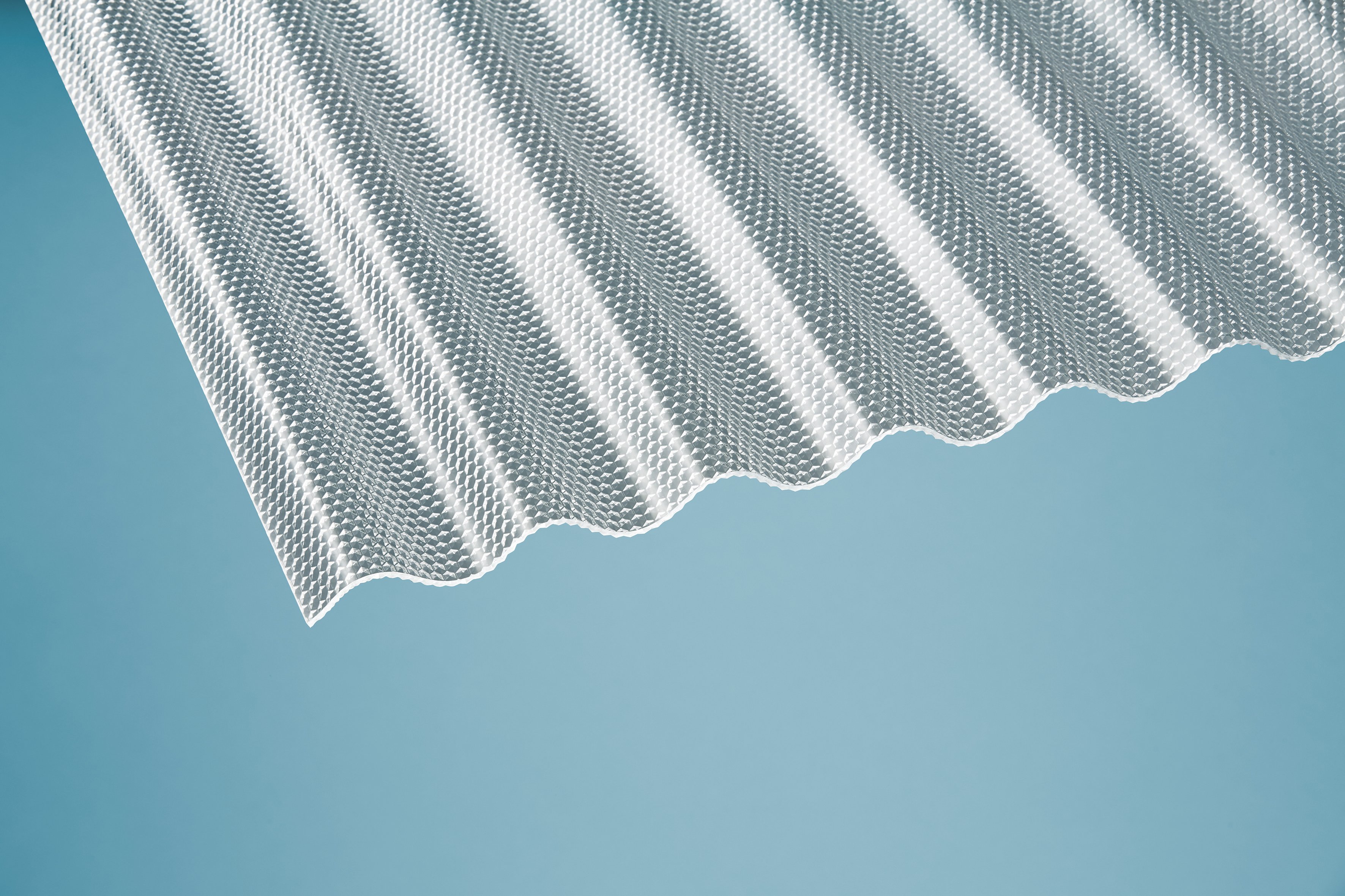 Polycarbonat Wellplatten Sinus 76/18 wabe klar Polycarbonat Wellplatten Sinus 76/18 wabe klar