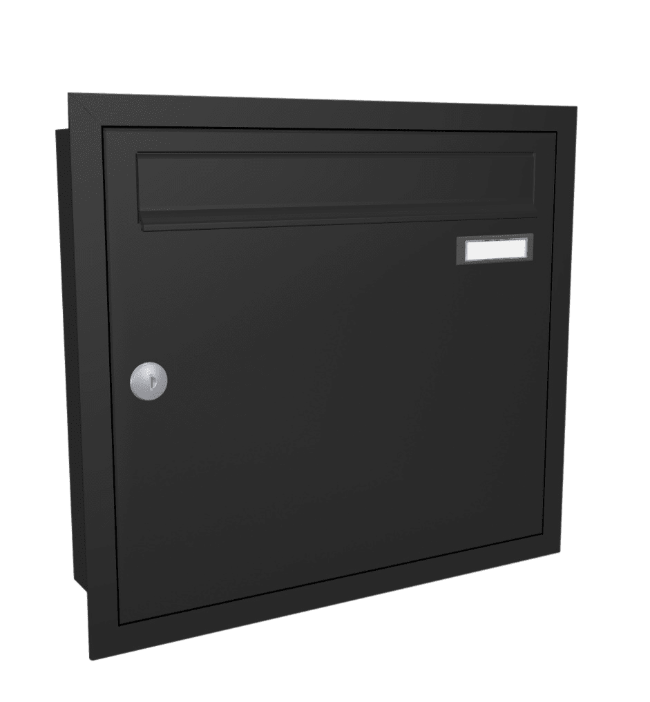 Rechteckvordach BS Plus 160 mit Seitenteil rechts anthrazit und Briefkasten Standard anthrazit - mittiges LED-Panel