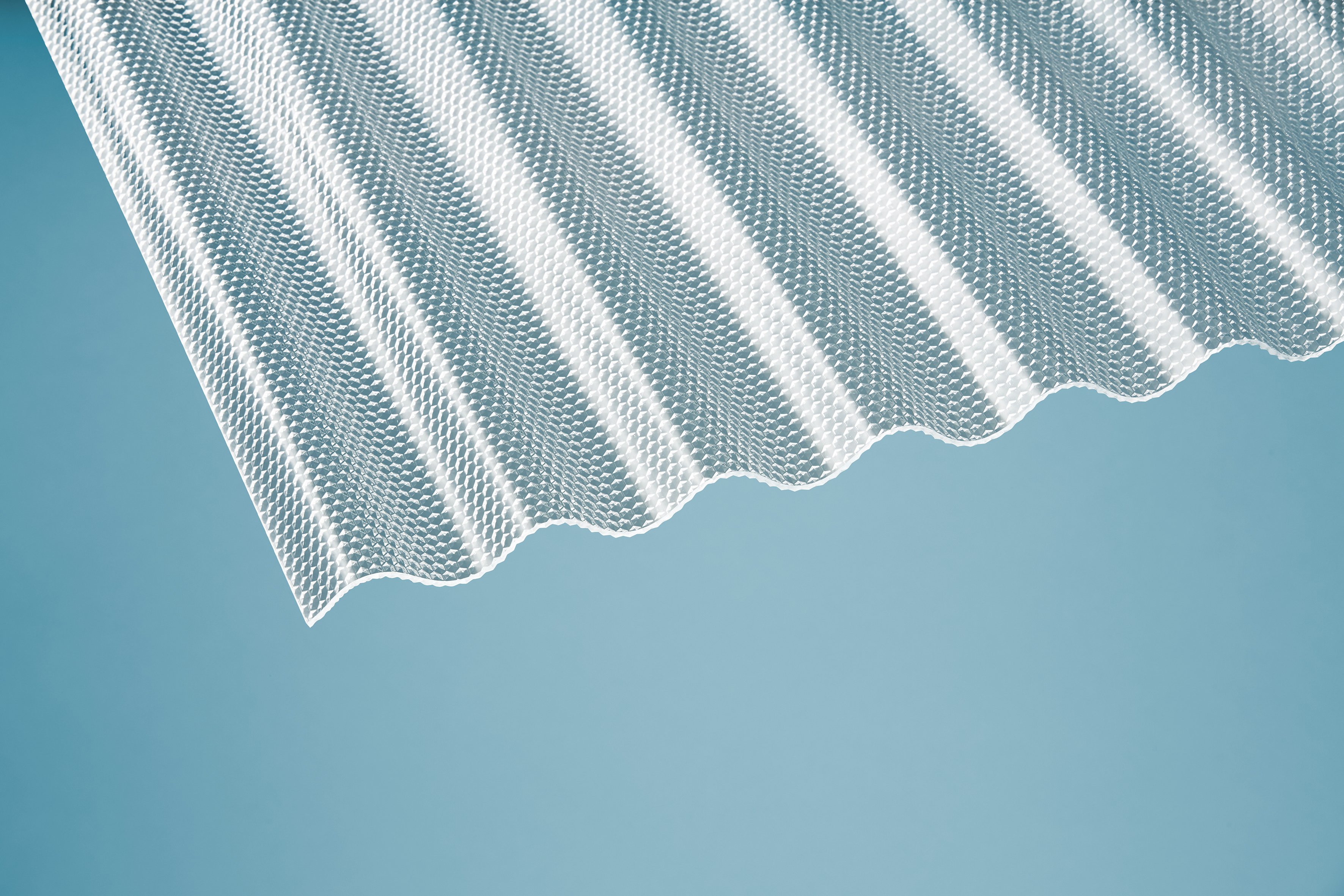 Acryl Wellplatten Sinus 76/18 wabe klar - 3 mm Acryl Wellplatten Sinus 76/18 wabe klar - 3 mm