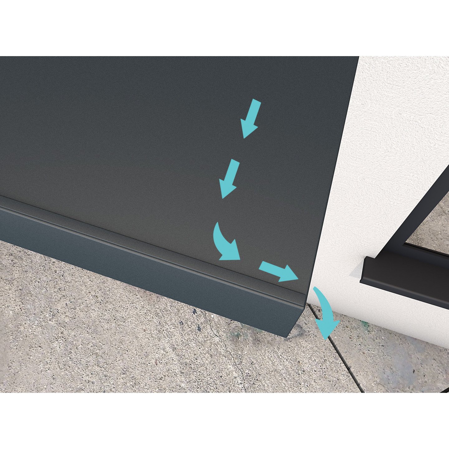 Gutta Rechteckvordach BS 160 RAL 7016 - mittiges LED-Panel