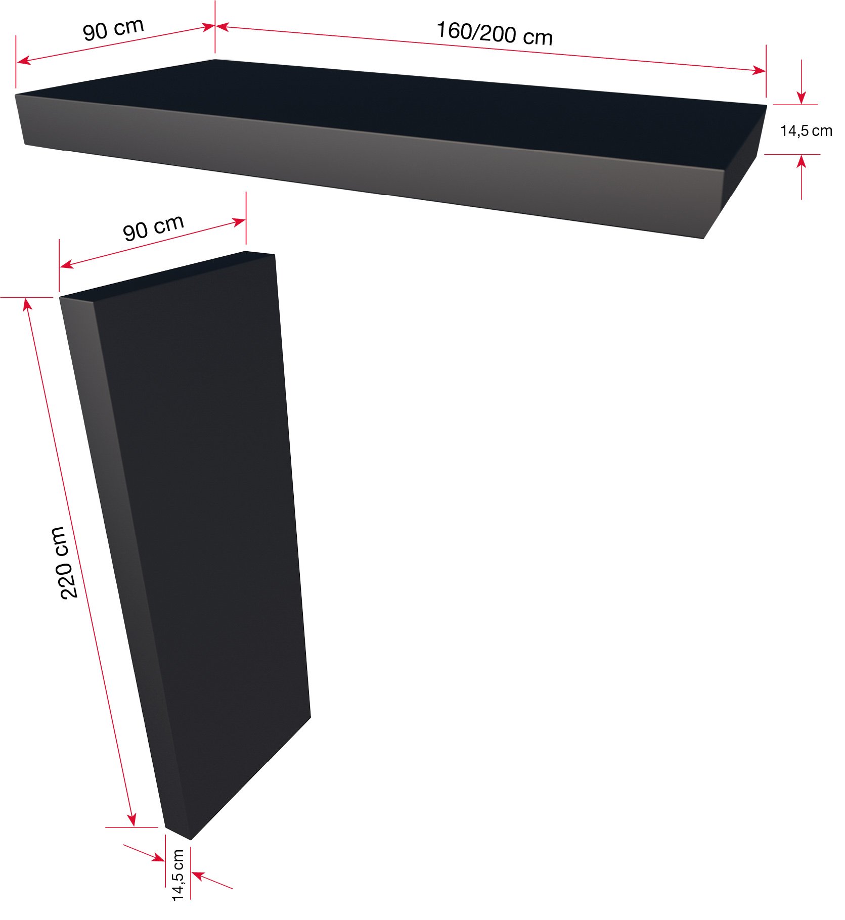 Rechteckvordach BS Plus 160 mit Seitenteil links anthrazit - mittiges LED-Panel
